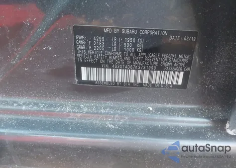 2019 Subaru Impreza 2.0I Premium from USA, damaged, VIN 4S3GTAD67K3731990